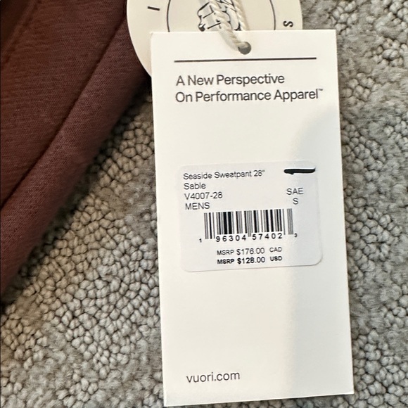 Vuori Sable Seaside Sweatpant 28” in Sable, Men’s Small - Picture 2 of 5